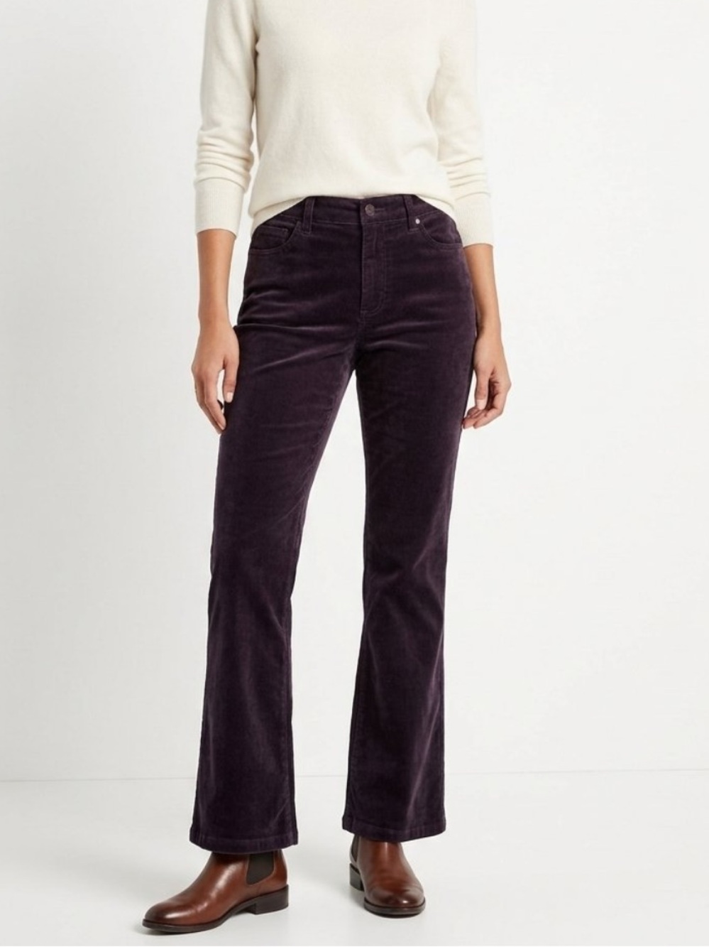 Coldwater Creek Velvety Plum Micro Wale Stretch Corduroy Bootcut Pants 14P